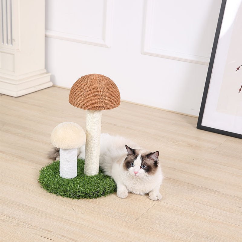 Natural linen mushroom scratching post | Luxury Home Accessories | Heulog Glow