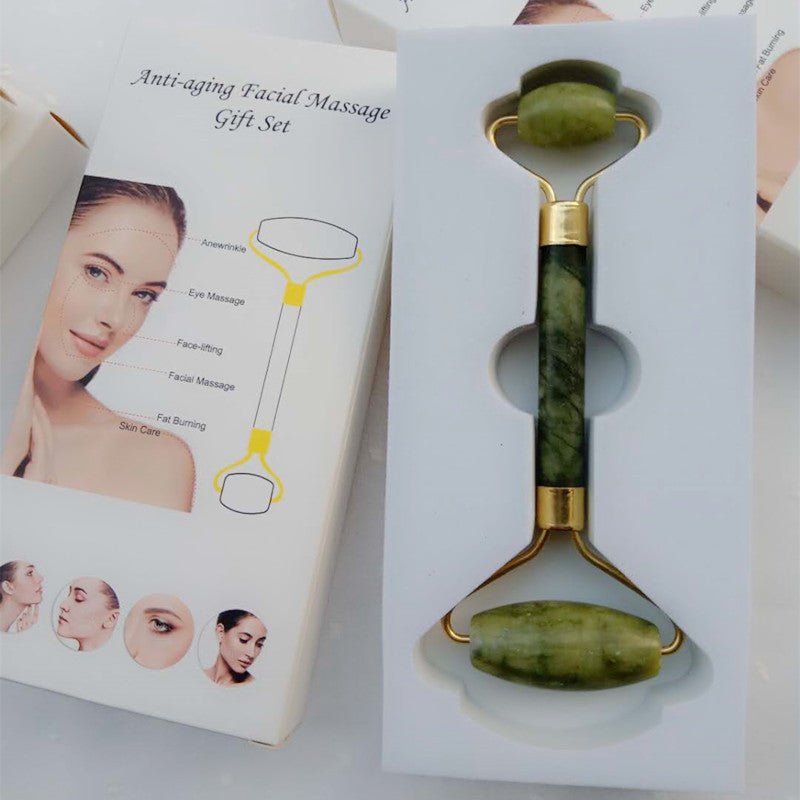 Natural Powder Crystal Jade Roller Beauty Face-lifting Double-head Massager | Luxury Home Accessories | Heulog Glow