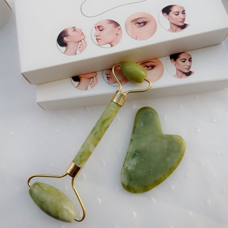 Natural Powder Crystal Jade Roller Beauty Face-lifting Double-head Massager | Luxury Home Accessories | Heulog Glow