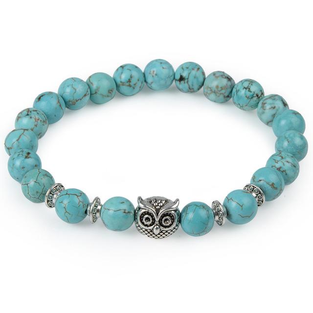 Natural Stone Owl Head Yoga Bracelet | Luxury Home Accessories | Heulog Glow