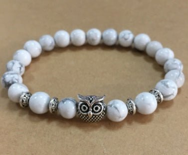 Natural Stone Owl Head Yoga Bracelet | Luxury Home Accessories | Heulog Glow