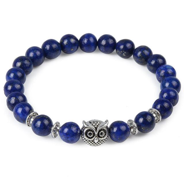 Natural Stone Owl Head Yoga Bracelet | Luxury Home Accessories | Heulog Glow