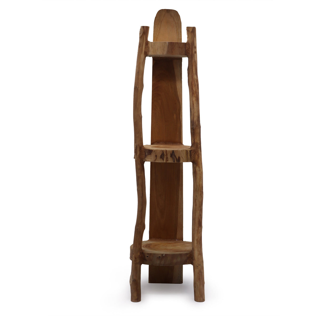 Natural Teak Corner Unit 3 Shelves - 90cm high | Luxury Home Accessories | Heulog Glow
