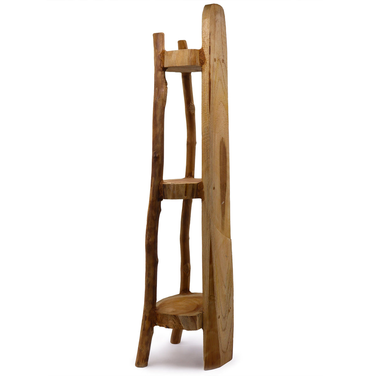 Natural Teak Corner Unit 3 Shelves - 90cm high | Luxury Home Accessories | Heulog Glow
