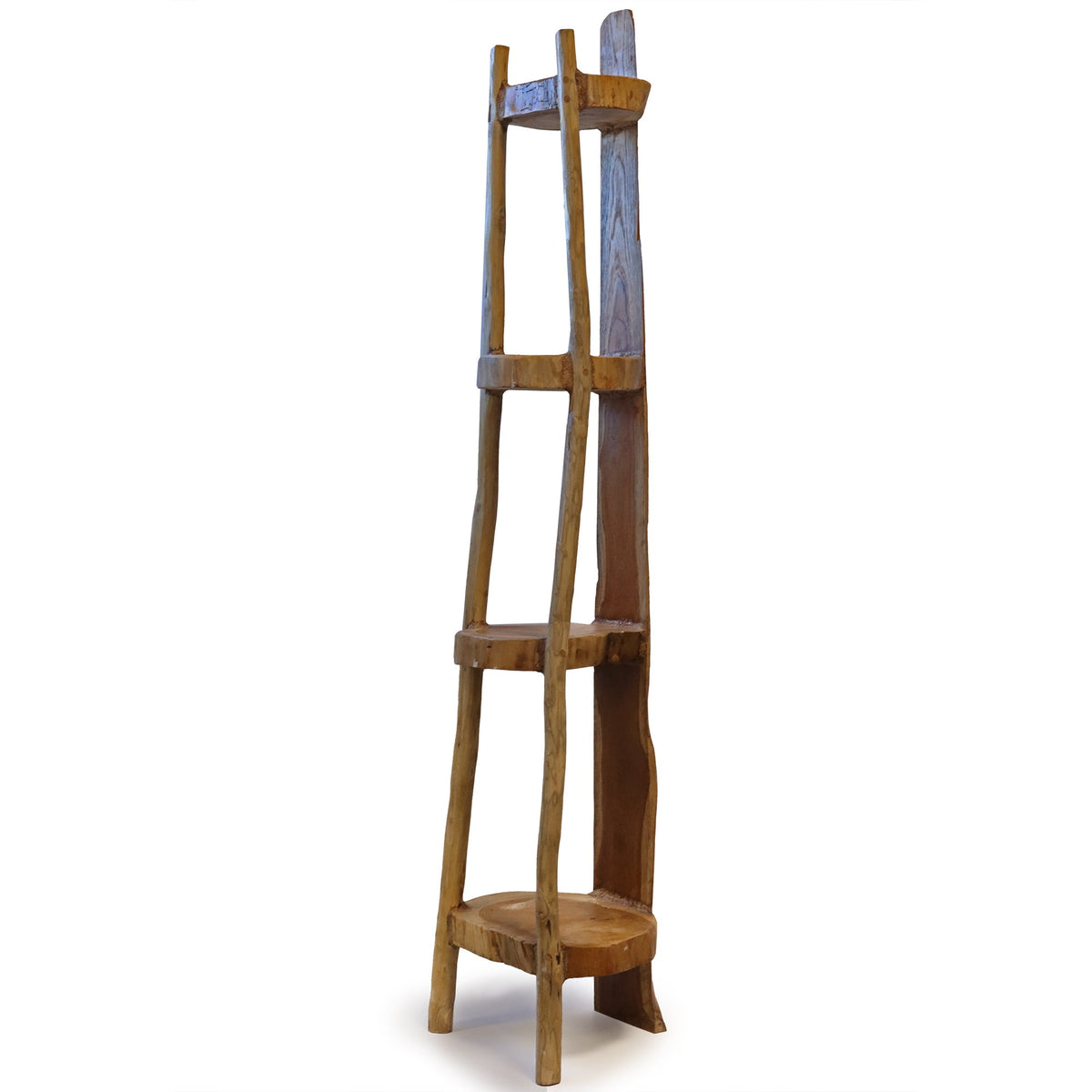 Natural Teak Corner Unit 4 Shelves - 135cm high | Luxury Home Accessories | Heulog Glow