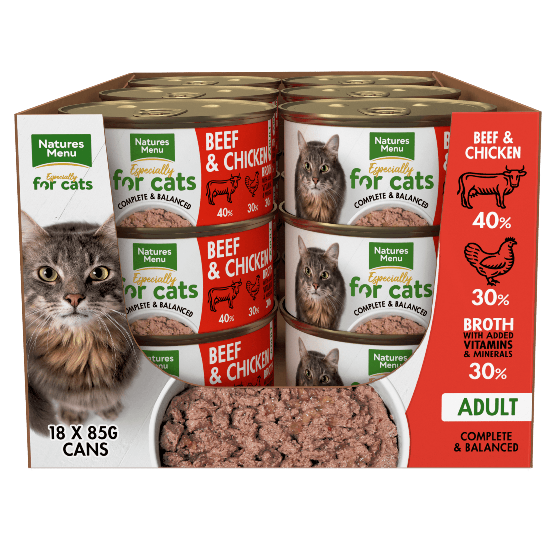 Natures Menu Cat Beef & Chicken Tins 18x85g | Luxury Home Accessories | Heulog Glow
