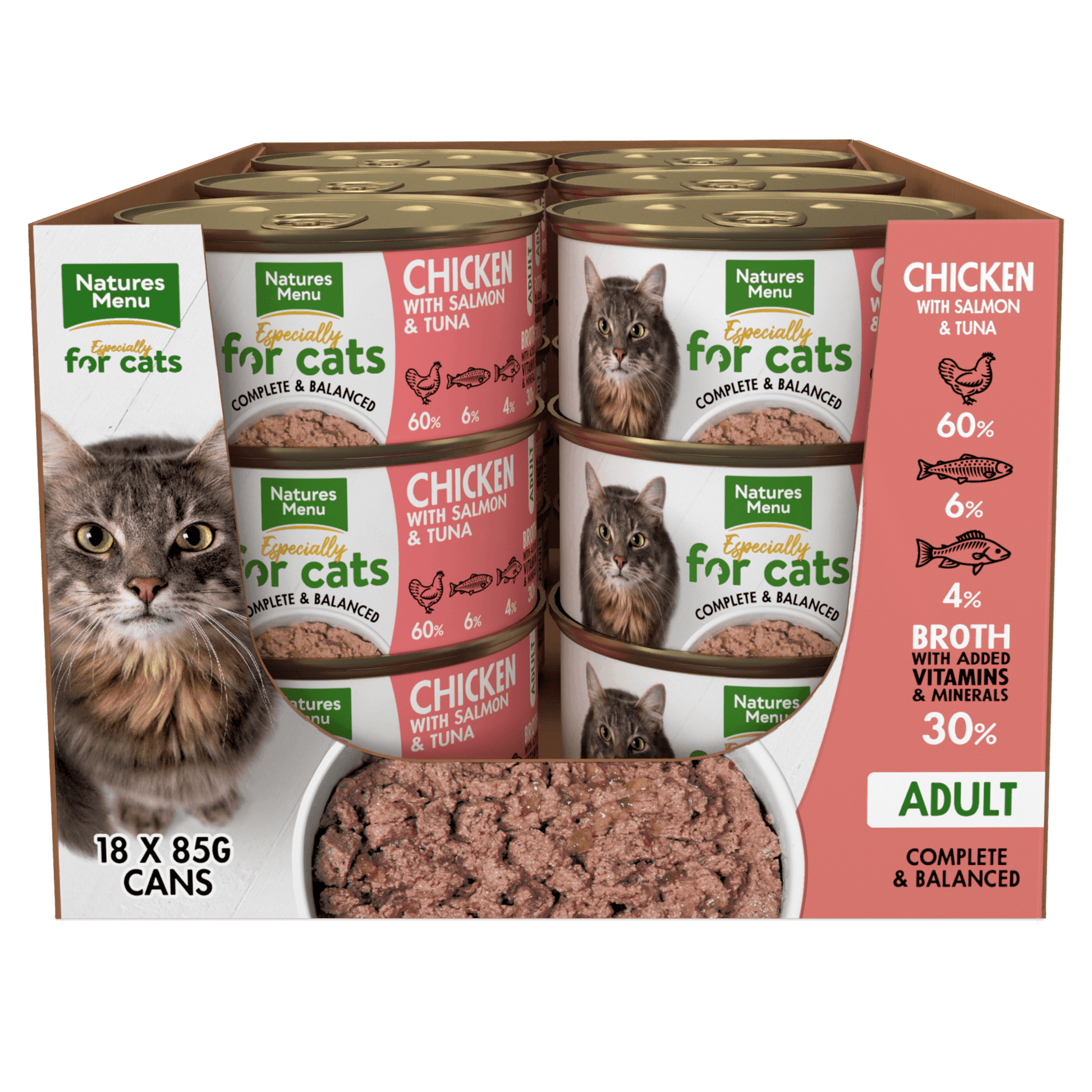 Natures Menu Cat Chick Salmon&Tuna Tins 18x85g | Luxury Home Accessories | Heulog Glow