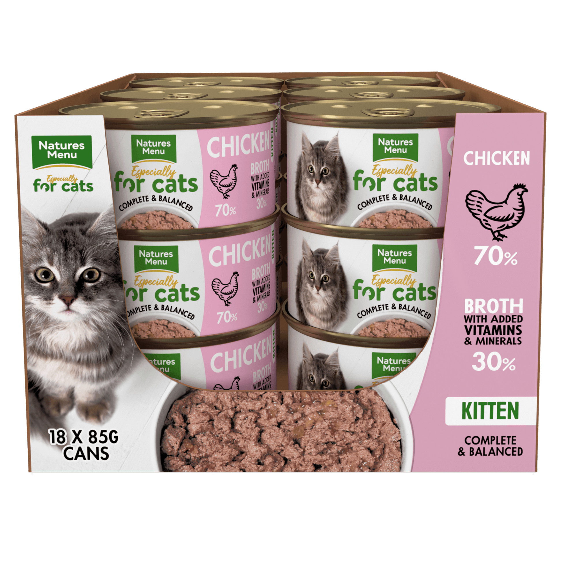 Natures Menu Kitten Chicken Tins 18x85g | Luxury Home Accessories | Heulog Glow