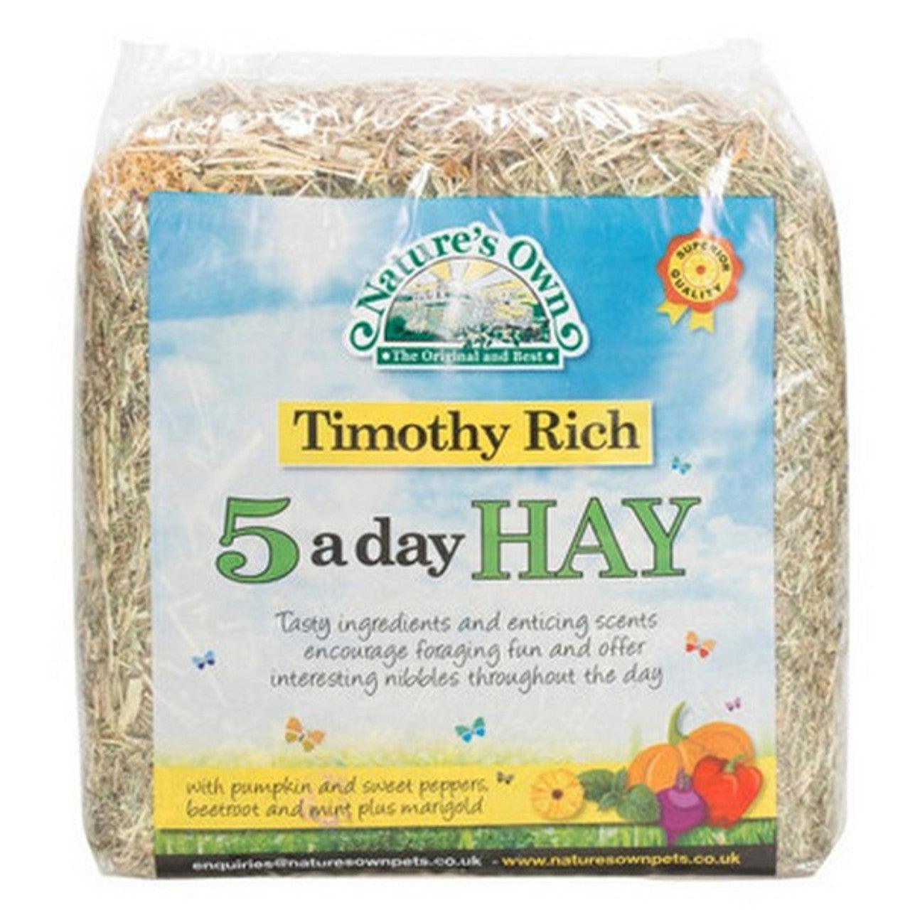 Natures Own Timothy Rich 5 a Day Hay 1kg | Luxury Home Accessories | Heulog Glow