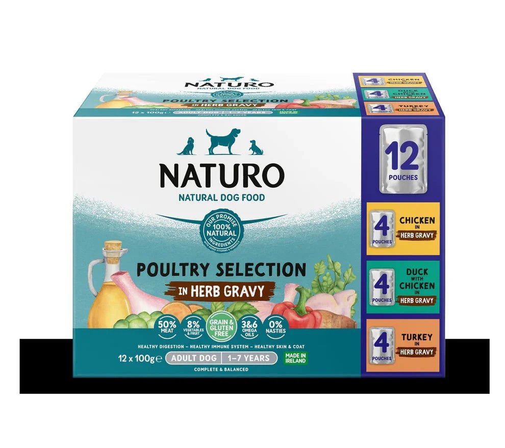 Naturo Adult Dog Pouch Poultry Selection in Herb Gravy 100g x 48 | Luxury Home Accessories | Heulog Glow