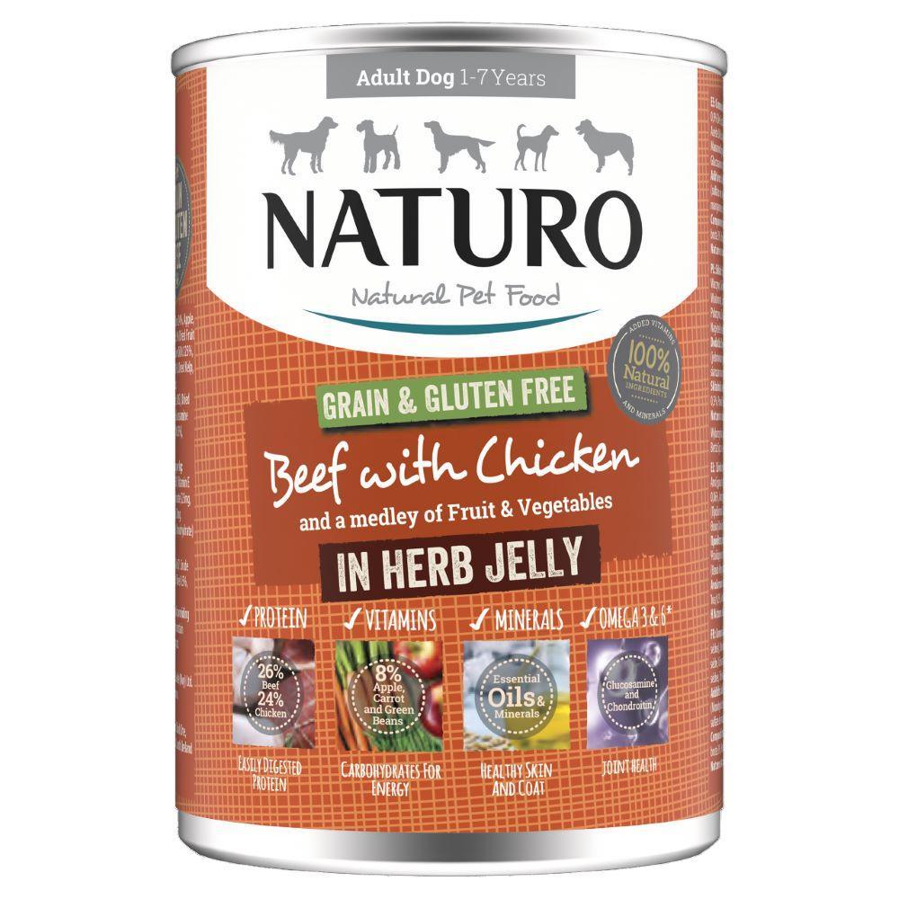 Naturo Adult Grain & Gluten Free Beef with Chicken in Herb Jelly 390g | Luxury Home Accessories | Heulog Glow