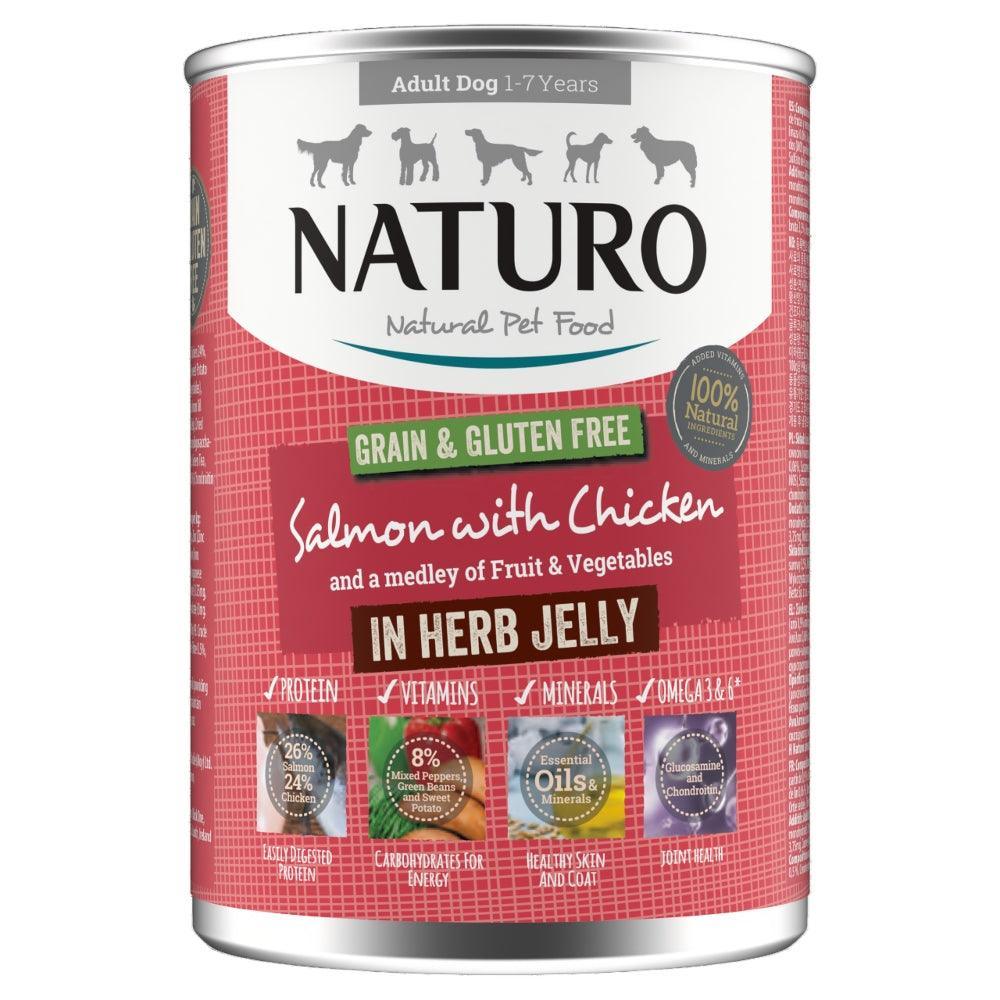 Naturo Adult Grain & Gluten Free Salmon with Chicken in Herb Jelly Tin 390g | Luxury Home Accessories | Heulog Glow