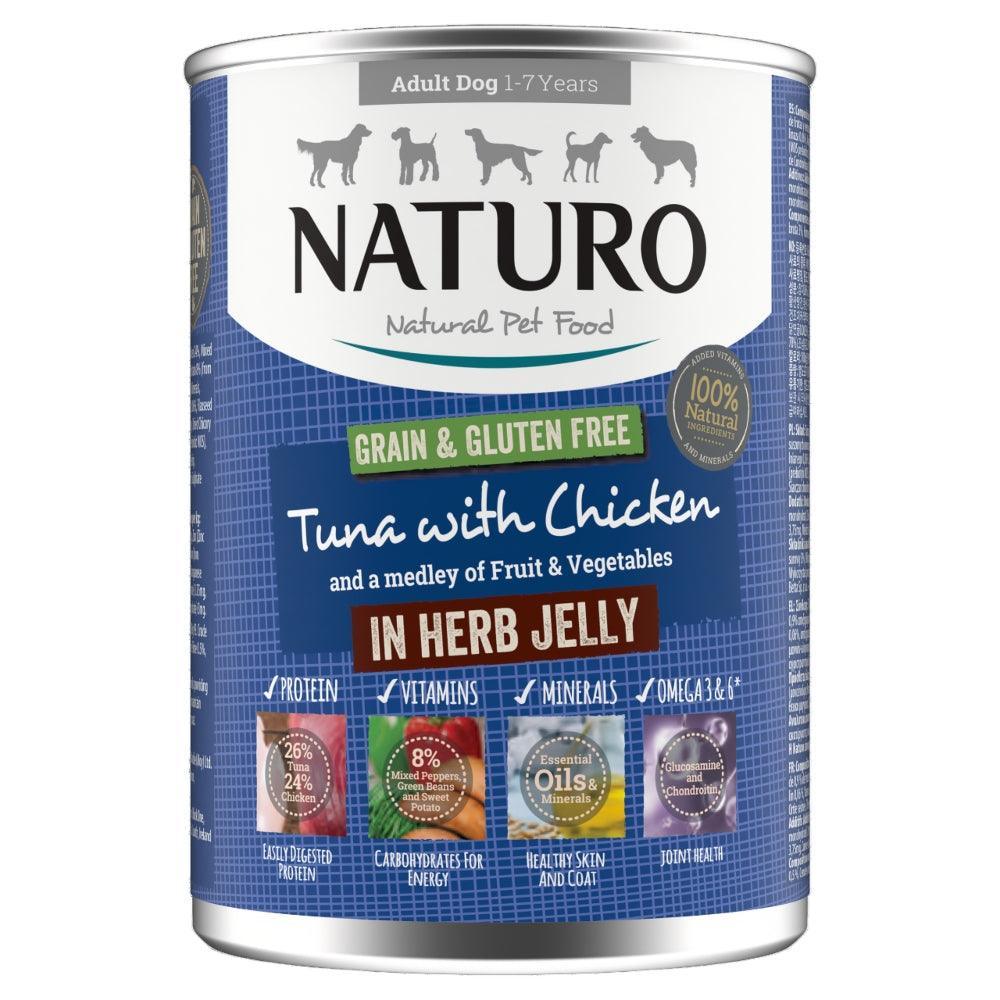 Naturo Adult Grain & Gluten Free Tuna with Chicken in Herb Jelly Tin 390g | Luxury Home Accessories | Heulog Glow