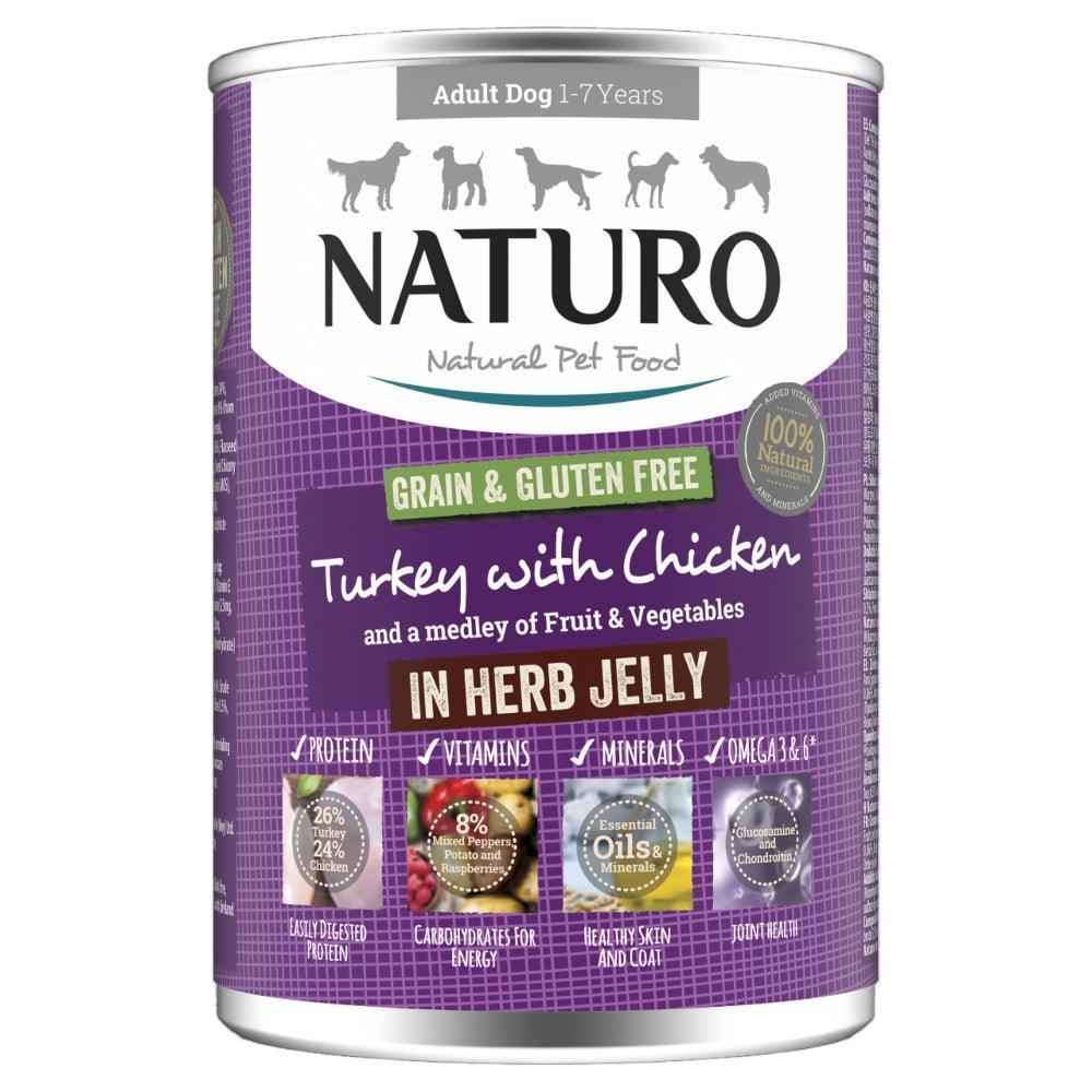 Naturo Adult Grain & Gluten Free Turkey with Chicken in Herb Jelly Tin 390g | Luxury Home Accessories | Heulog Glow