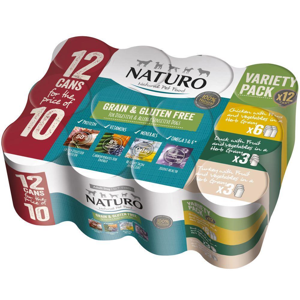 Naturo Adult Grain & Gluten Free Variety in Herb Gravy Tins 12 for 10 x 390g | Luxury Home Accessories | Heulog Glow