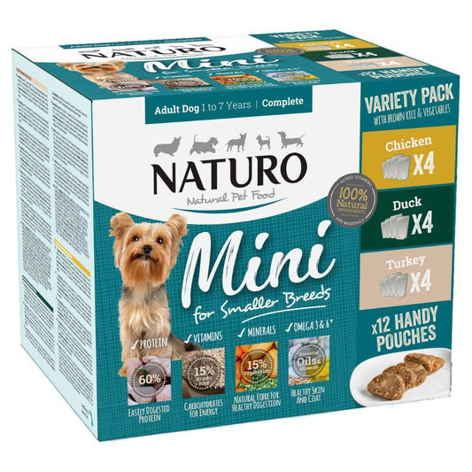 Naturo Adult Mini Dog with Rice Variety Pack Pouches 48 x 150g | Luxury Home Accessories | Heulog Glow