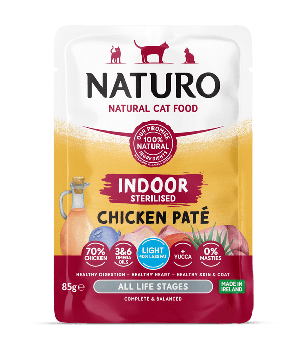 Naturo Cat Sterilised Chicken Paté Pouch 85g x 8 | Luxury Home Accessories | Heulog Glow