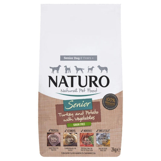 Naturo Senior Grain Free Turkey with Potato & Veg 8kg | Luxury Home Accessories | Heulog Glow