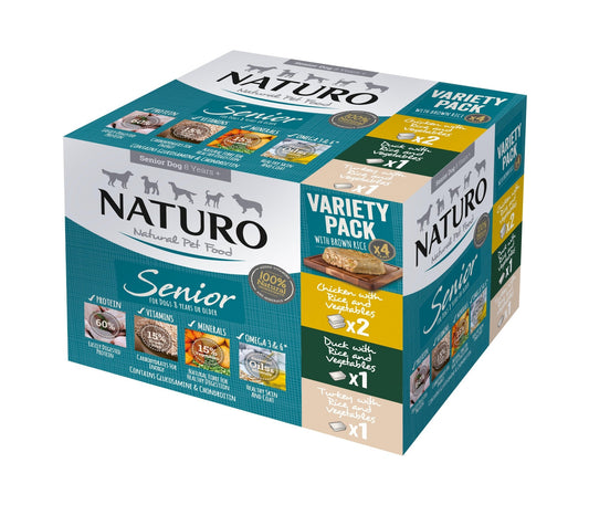 Naturo Senior Variety with Rice & Veg Trays 4x400g | Luxury Home Accessories | Heulog Glow