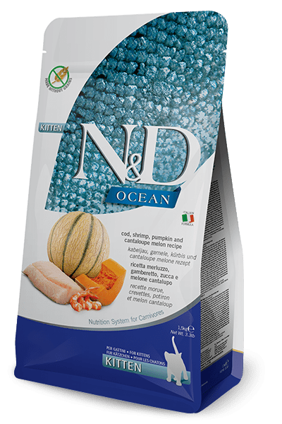 N&D Ocean Cat Cod. Shrimp. Pumpkin & Cantaloupe Melon Kitten 1.5 Kg | Luxury Home Accessories | Heulog Glow