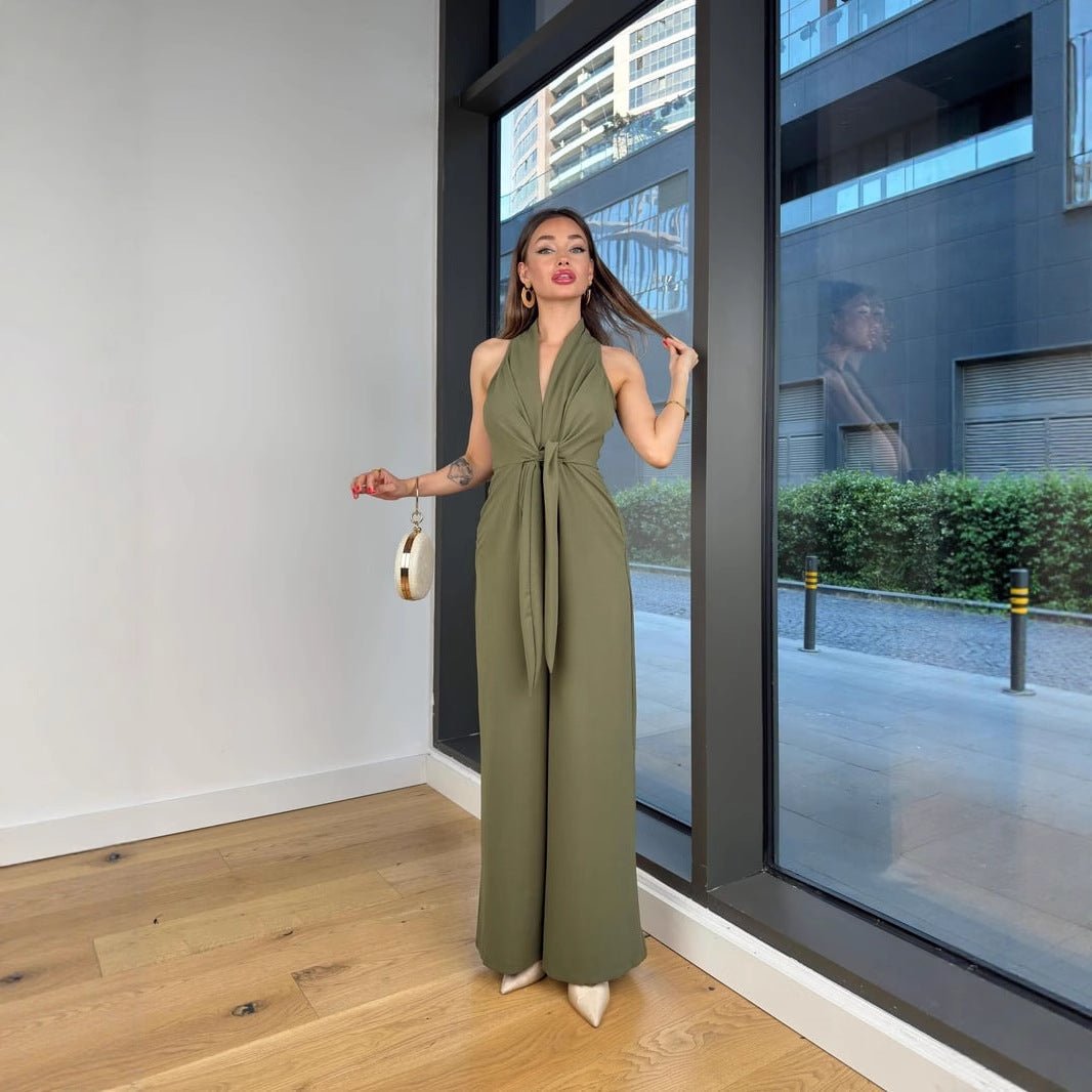 Neck-strap Lace-up Sleeveless Waist-cinching Top Sexy Jumpsuit | Luxury Home Accessories | Heulog Glow