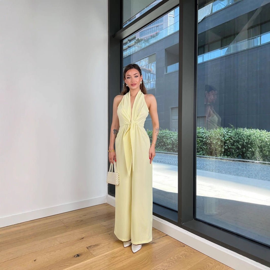 Neck-strap Lace-up Sleeveless Waist-cinching Top Sexy Jumpsuit | Luxury Home Accessories | Heulog Glow