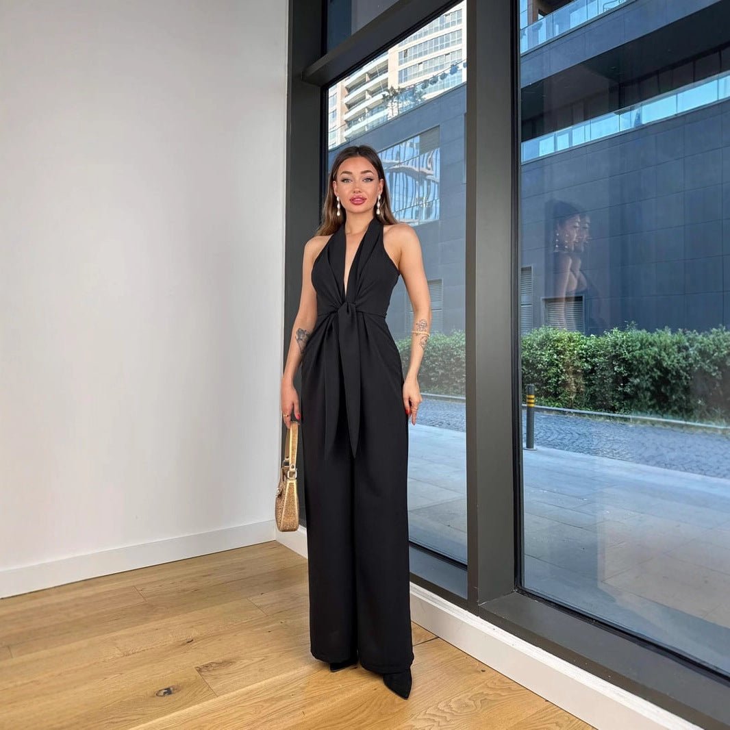 Neck-strap Lace-up Sleeveless Waist-cinching Top Sexy Jumpsuit | Luxury Home Accessories | Heulog Glow