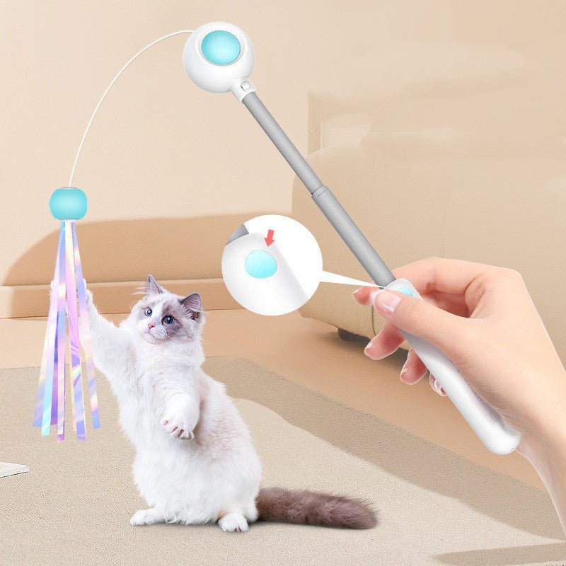 NEW 2-in-1 Retractable Cat Wand Toys Gravity Pet Laser Tease Cat Stick Self Hi Toy With Ball | Luxury Home Accessories | Heulog Glow
