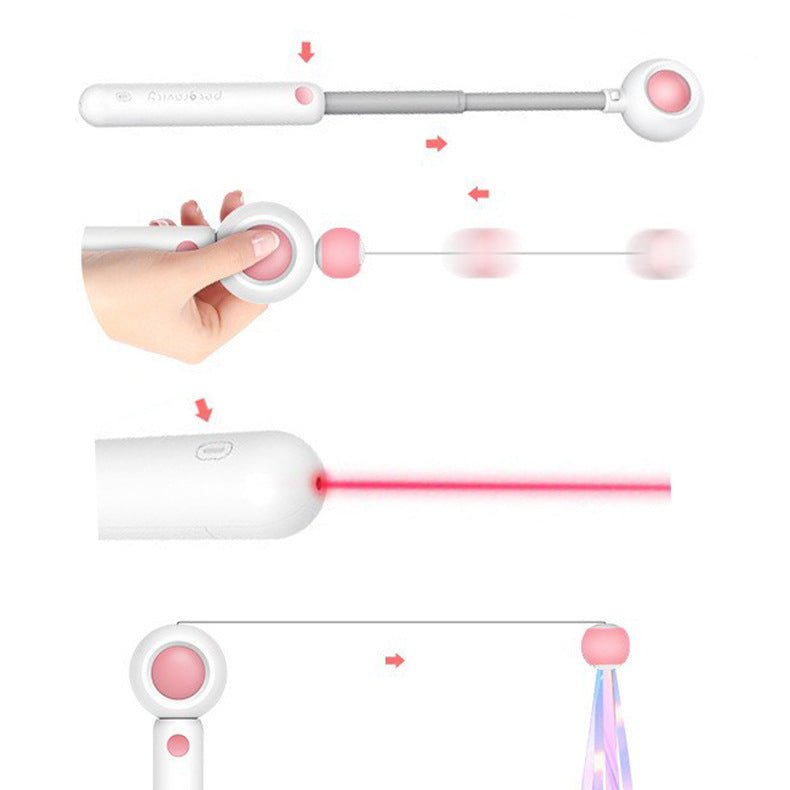 NEW 2-in-1 Retractable Cat Wand Toys Gravity Pet Laser Tease Cat Stick Self Hi Toy With Ball | Luxury Home Accessories | Heulog Glow