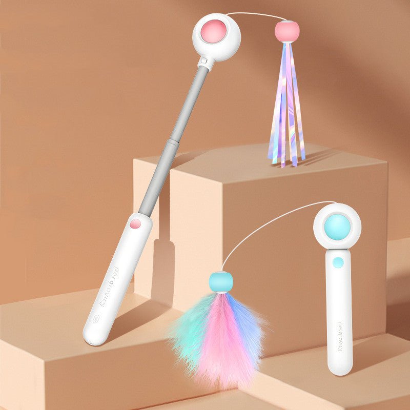 NEW 2-in-1 Retractable Cat Wand Toys Gravity Pet Laser Tease Cat Stick Self Hi Toy With Ball | Luxury Home Accessories | Heulog Glow