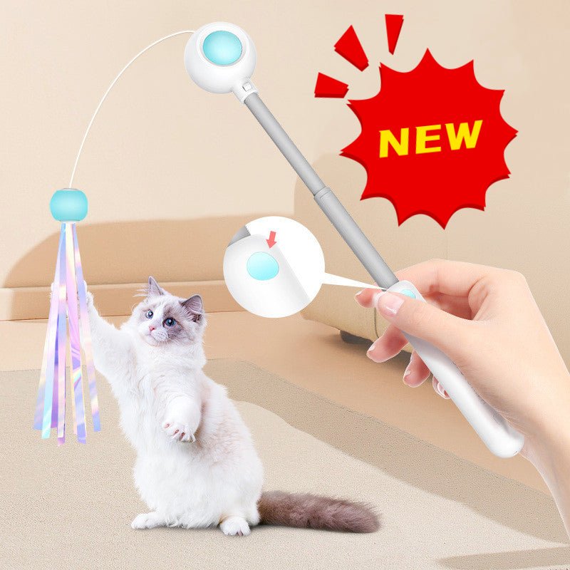 NEW 2-in-1 Retractable Cat Wand Toys Gravity Pet Laser Tease Cat Stick Self Hi Toy With Ball | Luxury Home Accessories | Heulog Glow