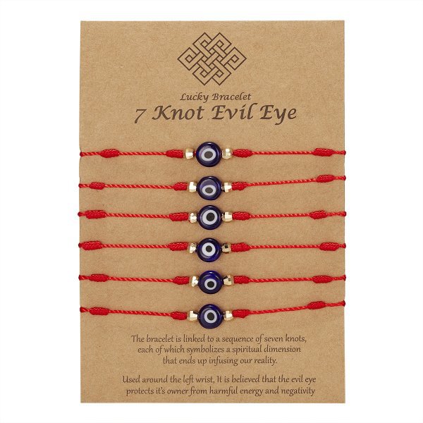 New 7-knot Evil Eye Bracelet 6 Pack Blue Eye Paper Card Bracelet Braided Adjustable Bracelet | Luxury Home Accessories | Heulog Glow