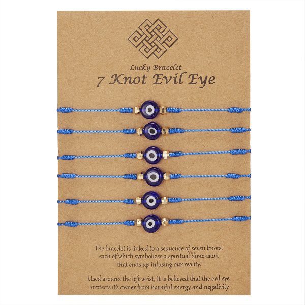 New 7-knot Evil Eye Bracelet 6 Pack Blue Eye Paper Card Bracelet Braided Adjustable Bracelet | Luxury Home Accessories | Heulog Glow