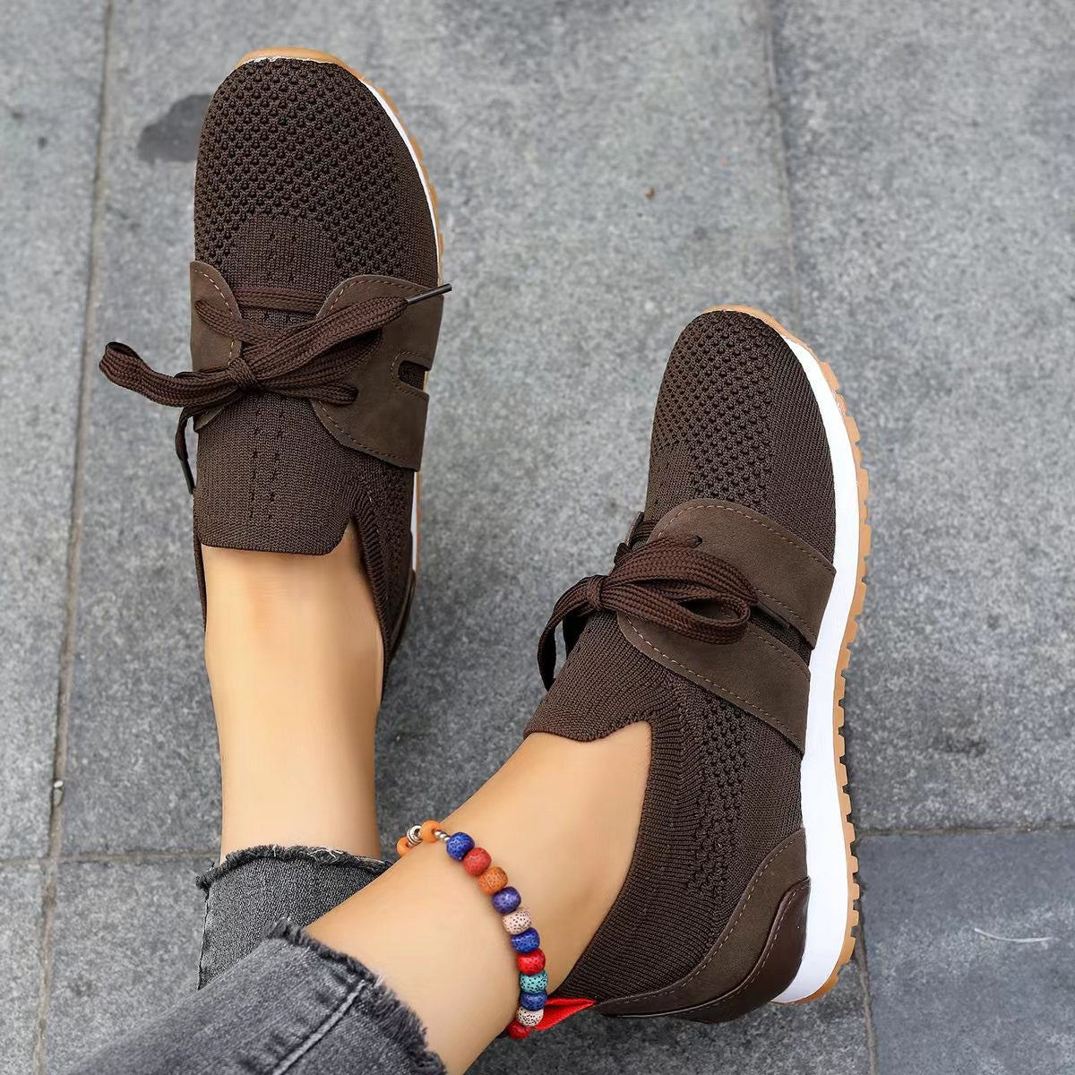 New Lace Up Mesh Flats Shoes For Women Breathable Casual Breathable Walking Wedges Shoes | Luxury Home Accessories | Heulog Glow
