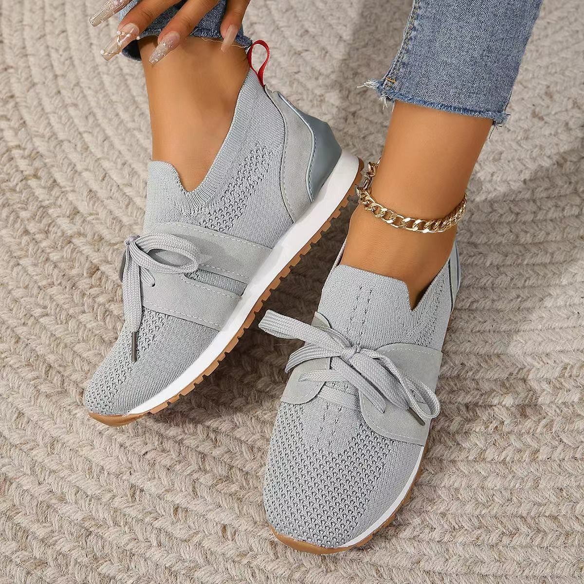 New Lace Up Mesh Flats Shoes For Women Breathable Casual Breathable Walking Wedges Shoes | Luxury Home Accessories | Heulog Glow