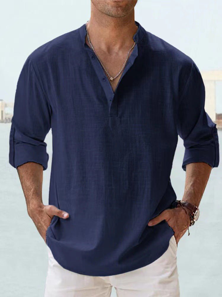 New Men's Casual Blouse Cotton Linen Shirt Loose Tops Long Sleeve Tee Shirt Spring Autumn Casual Handsome Men's Shirts | Luxury Home Accessories | Heulog Glow