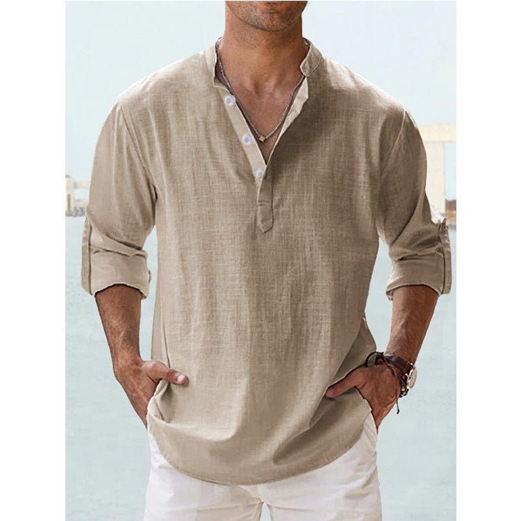New Men's Casual Blouse Cotton Linen Shirt Loose Tops Long Sleeve Tee Shirt Spring Autumn Casual Handsome Men's Shirts | Luxury Home Accessories | Heulog Glow