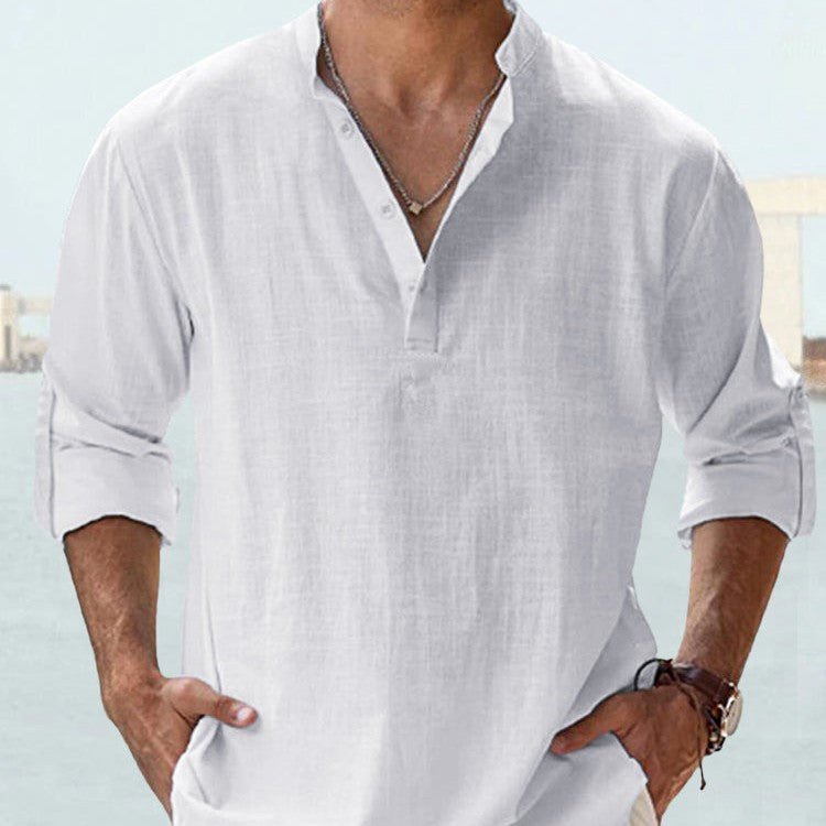 New Men's Casual Blouse Cotton Linen Shirt Loose Tops Long Sleeve Tee Shirt Spring Autumn Casual Handsome Men's Shirts | Luxury Home Accessories | Heulog Glow