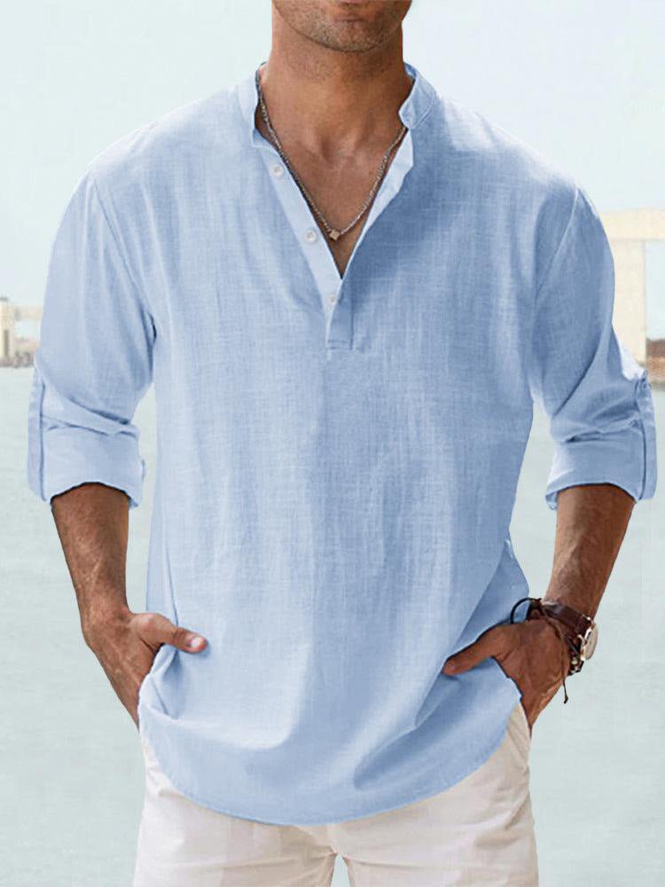 New Men's Casual Blouse Cotton Linen Shirt Loose Tops Long Sleeve Tee Shirt Spring Autumn Casual Handsome Men's Shirts | Luxury Home Accessories | Heulog Glow