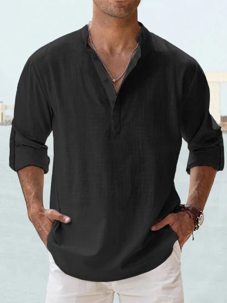 New Men's Casual Blouse Cotton Linen Shirt Loose Tops Long Sleeve Tee Shirt Spring Autumn Casual Handsome Men's Shirts | Luxury Home Accessories | Heulog Glow
