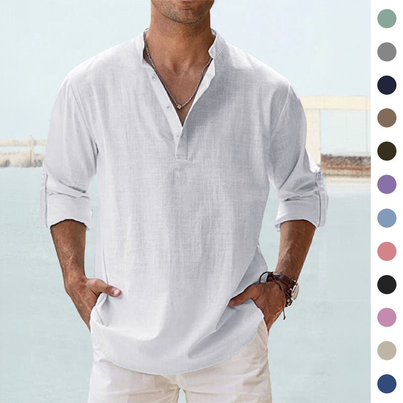 New Men's Casual Blouse Cotton Linen Shirt Loose Tops Long Sleeve Tee Shirt Spring Autumn Casual Handsome Men's Shirts | Luxury Home Accessories | Heulog Glow