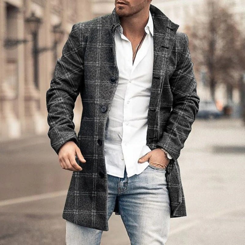 New men's woolen stand collar mid-length casual coat with pockets | Luxury Home Accessories | Heulog Glow