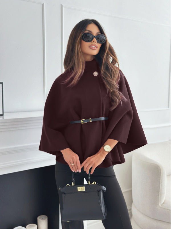 New Stand Collar Batwing Sleeves Cloak Top With Belt Ins Fashion Temperament Jacket Woolen Sweater Outwear For Women Clothing | Luxury Home Accessories | Heulog Glow