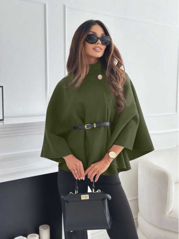 New Stand Collar Batwing Sleeves Cloak Top With Belt Ins Fashion Temperament Jacket Woolen Sweater Outwear For Women Clothing | Luxury Home Accessories | Heulog Glow