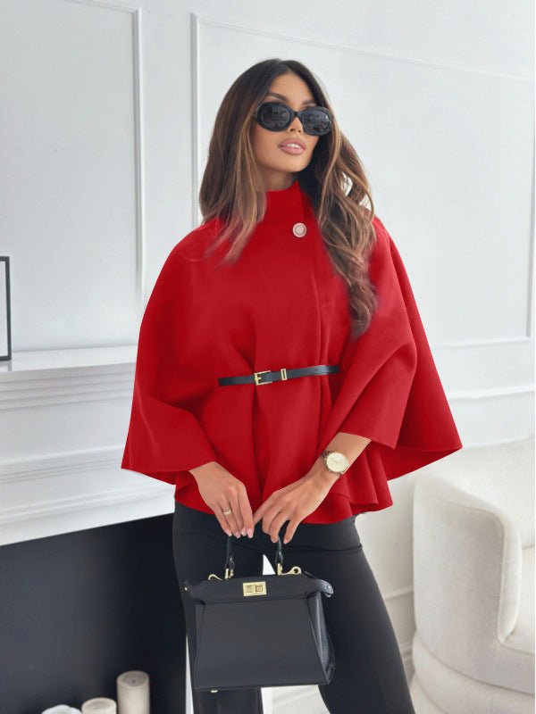 New Stand Collar Batwing Sleeves Cloak Top With Belt Ins Fashion Temperament Jacket Woolen Sweater Outwear For Women Clothing | Luxury Home Accessories | Heulog Glow