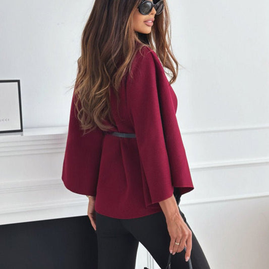 New Stand Collar Batwing Sleeves Cloak Top With Belt Ins Fashion Temperament Jacket Woolen Sweater Outwear For Women Clothing | Luxury Home Accessories | Heulog Glow