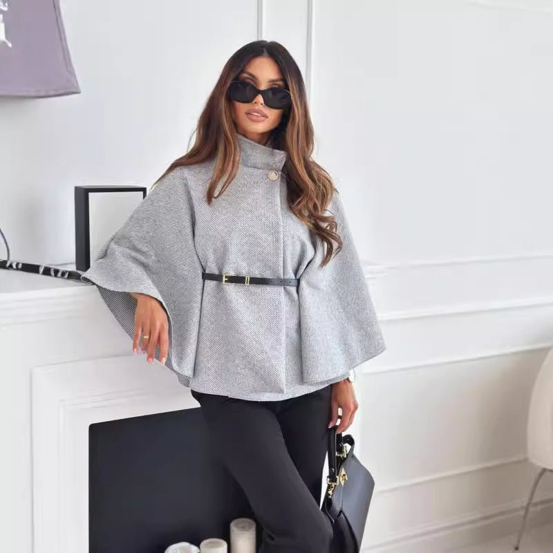 New Stand Collar Batwing Sleeves Cloak Top With Belt Ins Fashion Temperament Jacket Woolen Sweater Outwear For Women Clothing | Luxury Home Accessories | Heulog Glow