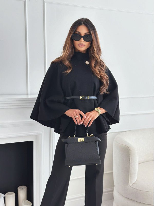 New Stand Collar Batwing Sleeves Cloak Top With Belt Ins Fashion Temperament Jacket Woolen Sweater Outwear For Women Clothing | Luxury Home Accessories | Heulog Glow