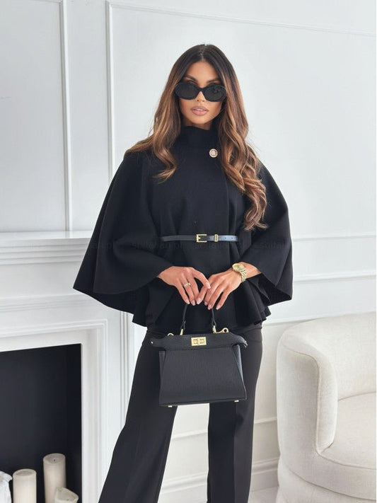 New Stand Collar Batwing Sleeves Cloak Top With Belt Ins Fashion Temperament Jacket Woolen Sweater Outwear For Women Clothing | Luxury Home Accessories | Heulog Glow