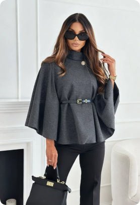 New Stand Collar Batwing Sleeves Cloak Top With Belt Ins Fashion Temperament Jacket Woolen Sweater Outwear For Women Clothing | Luxury Home Accessories | Heulog Glow
